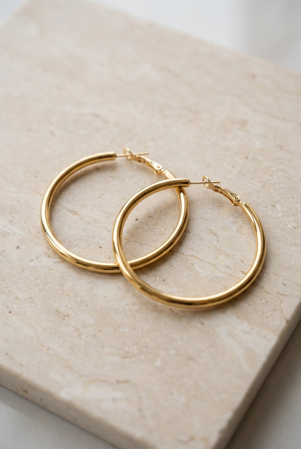 classic medium-size gold hoops