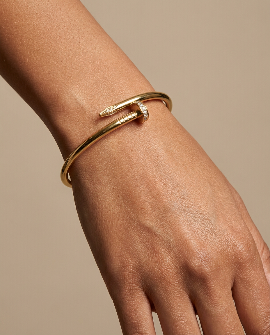Minimal gold stainless steel bangle - waterproof and tarnish-resistant everyday bracelet