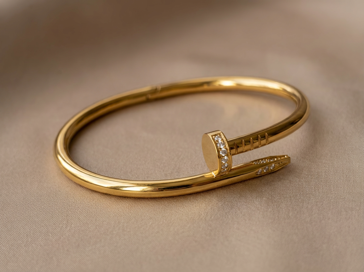 Minimal gold bangle detail - hypoallergenic stainless steel sleek design