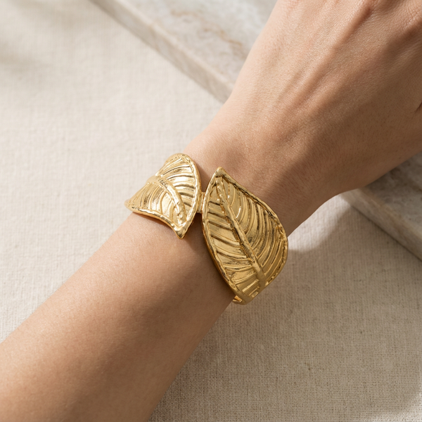 Golden Leaf Duo Stainless Steel Cuff