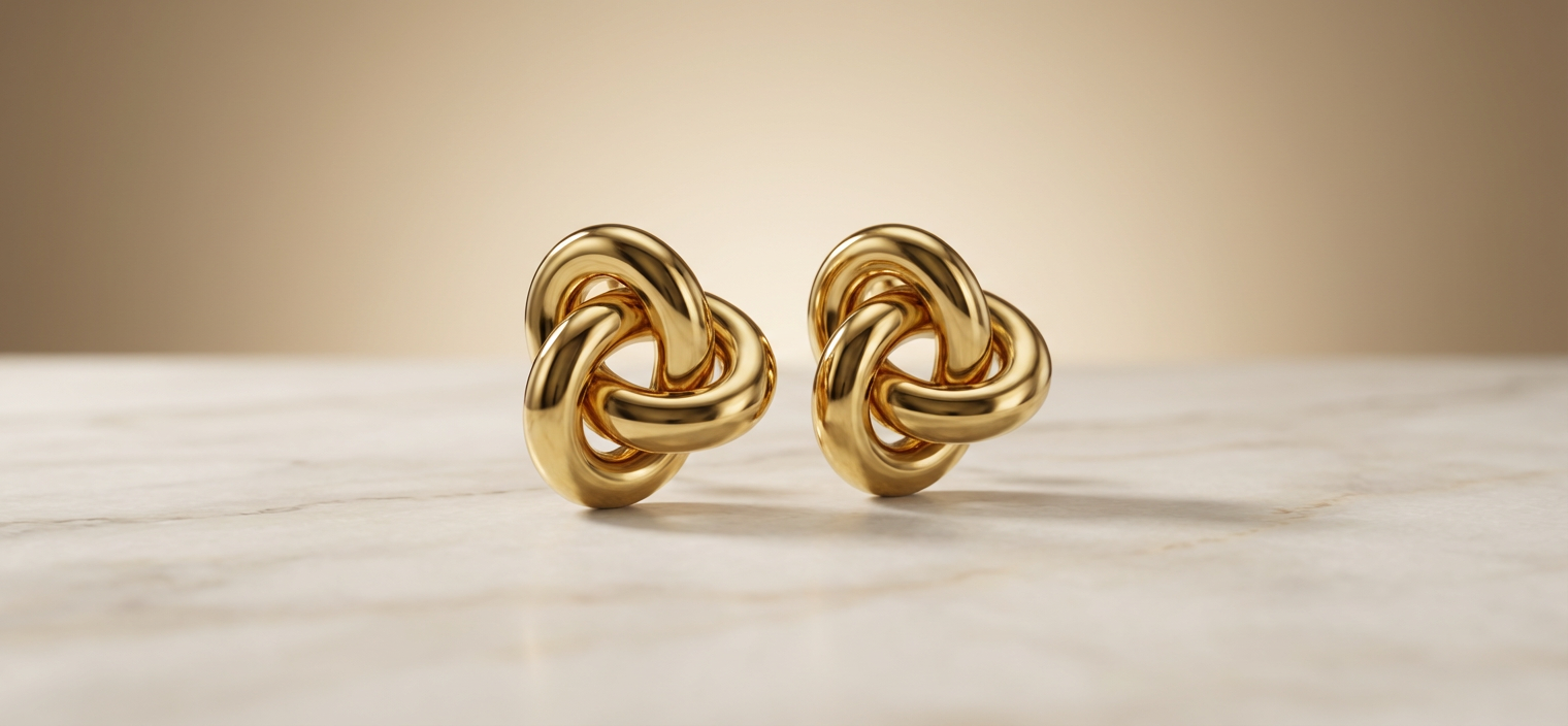 Minimal gold knot studs - lightweight hypoallergenic earrings for sensitive ears