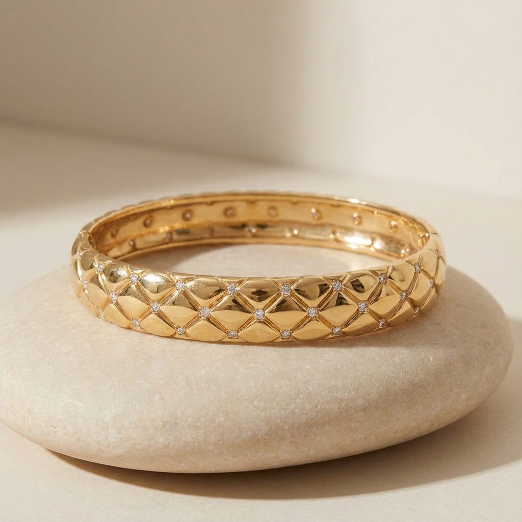 Quilted Gold Stainless Steel Bangle