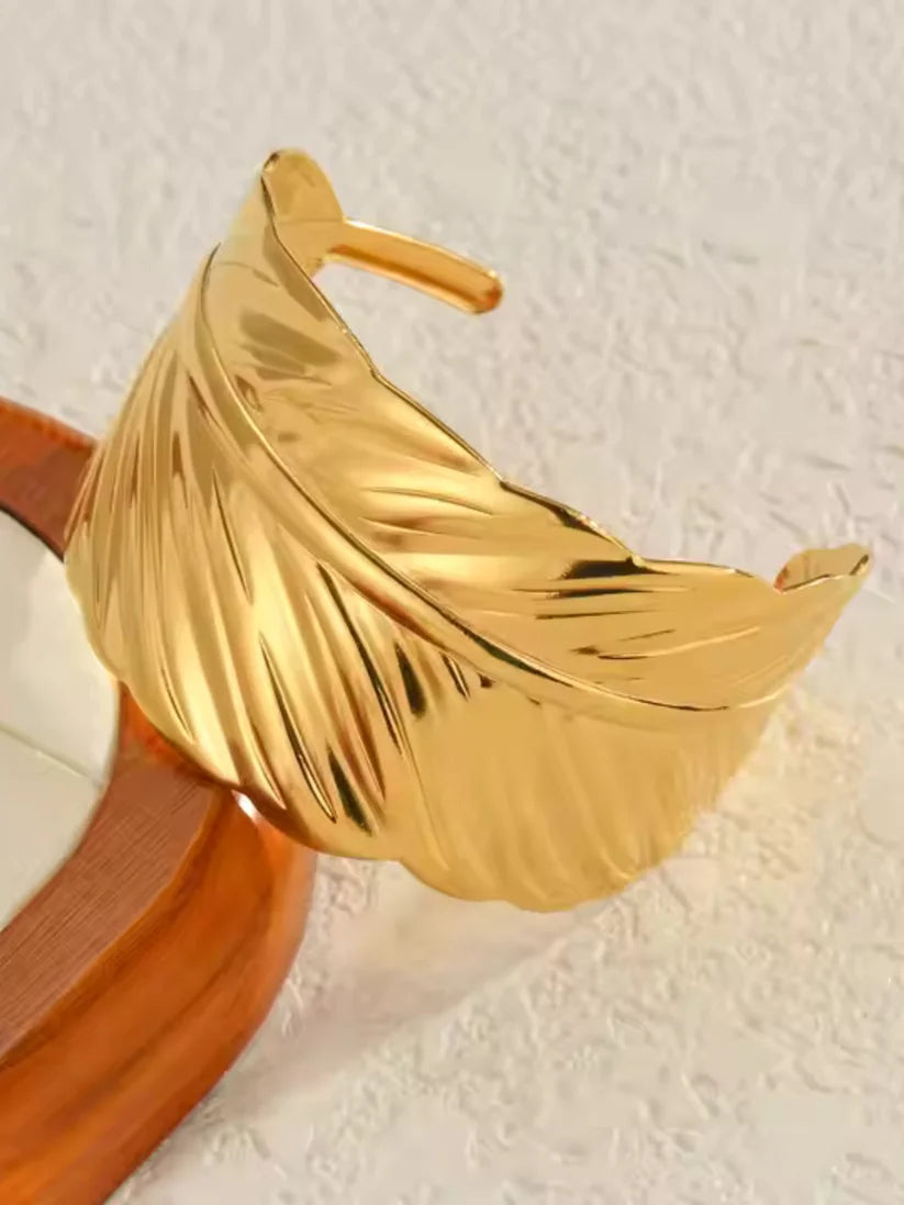 Gold Leaf Stainless Steel Bangle