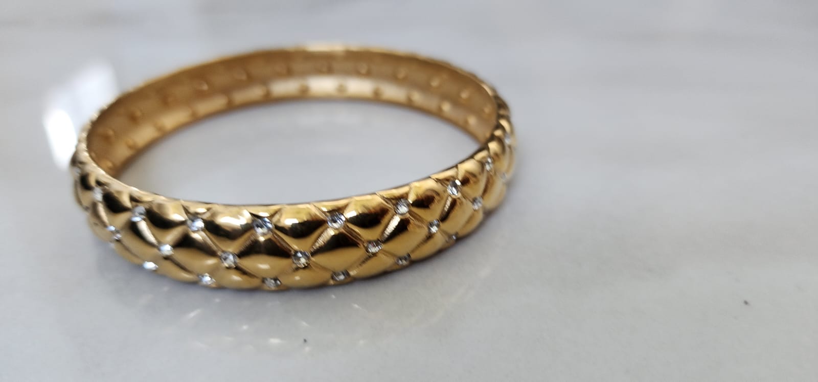 Quilted Gold Stainless Steel Bangle