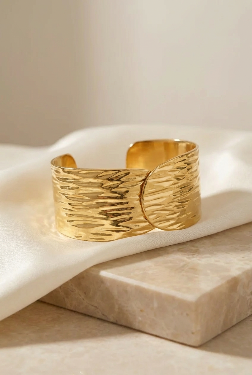 Hammered Gold Stainless Steel Cuff