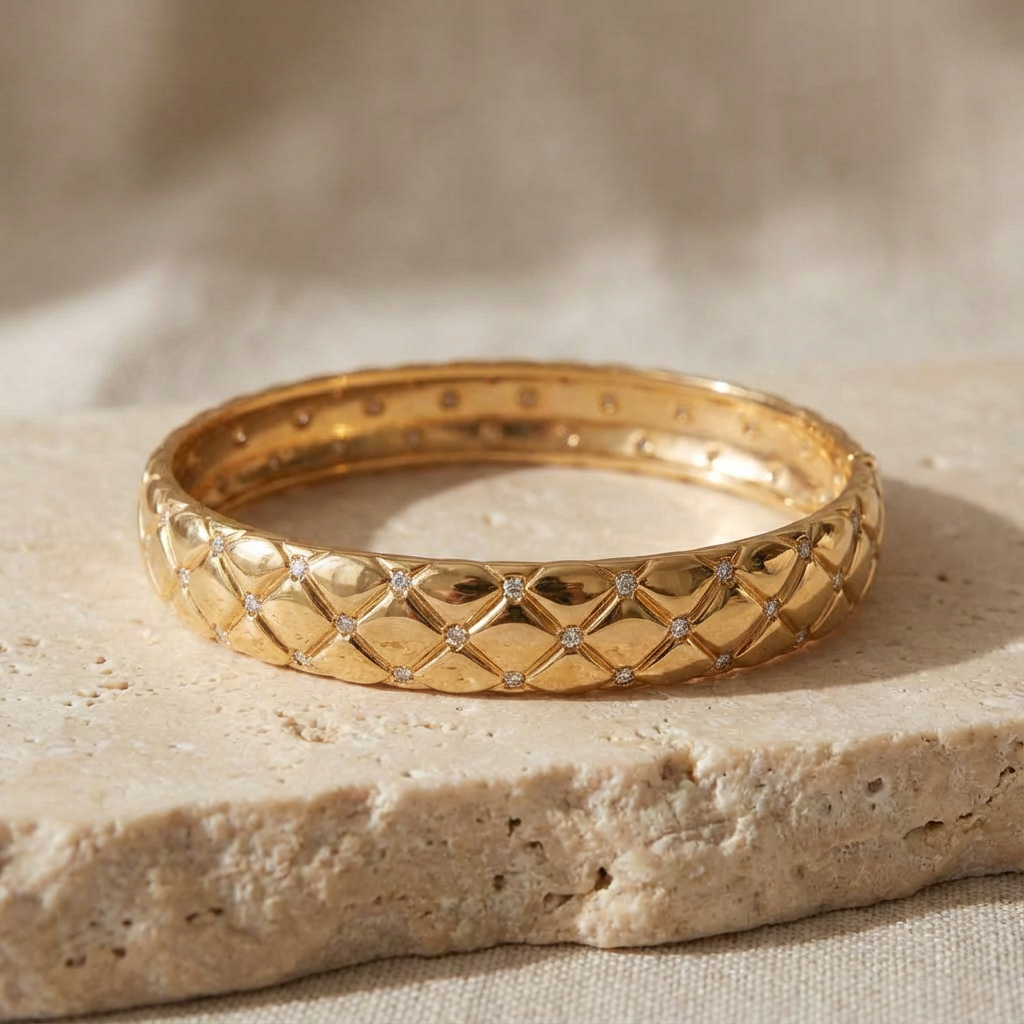 Quilted Gold Stainless Steel Bangle