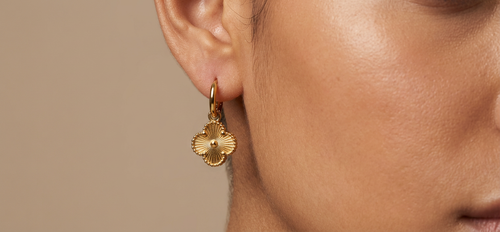 Clover gold stainless steel hoop earrings - waterproof and tarnish-resistant everyday jewellery