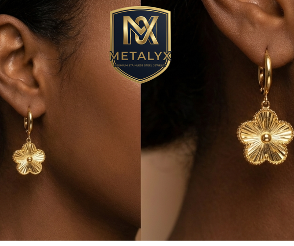 Clover gold Stainless Steel Hoop Earrings