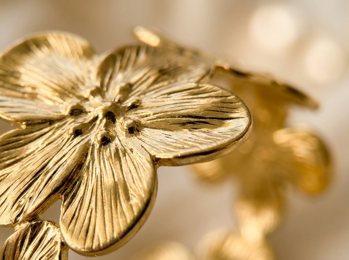 Bloom Petal Gold Stainless Steel Statement Cuff