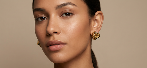 Minimal knot gold stainless steel stud earrings - hypoallergenic and waterproof everyday jewellery