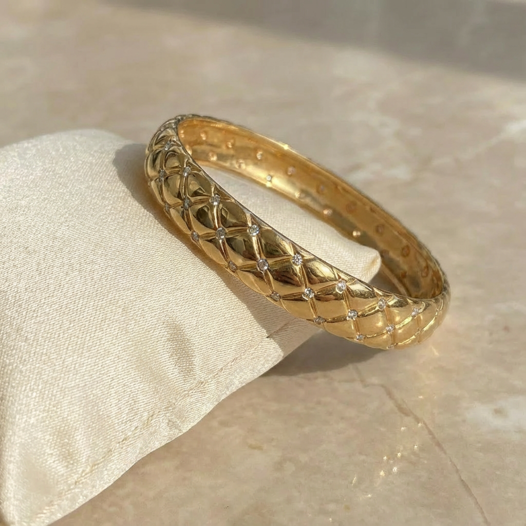 Quilted Gold Stainless Steel Bangle