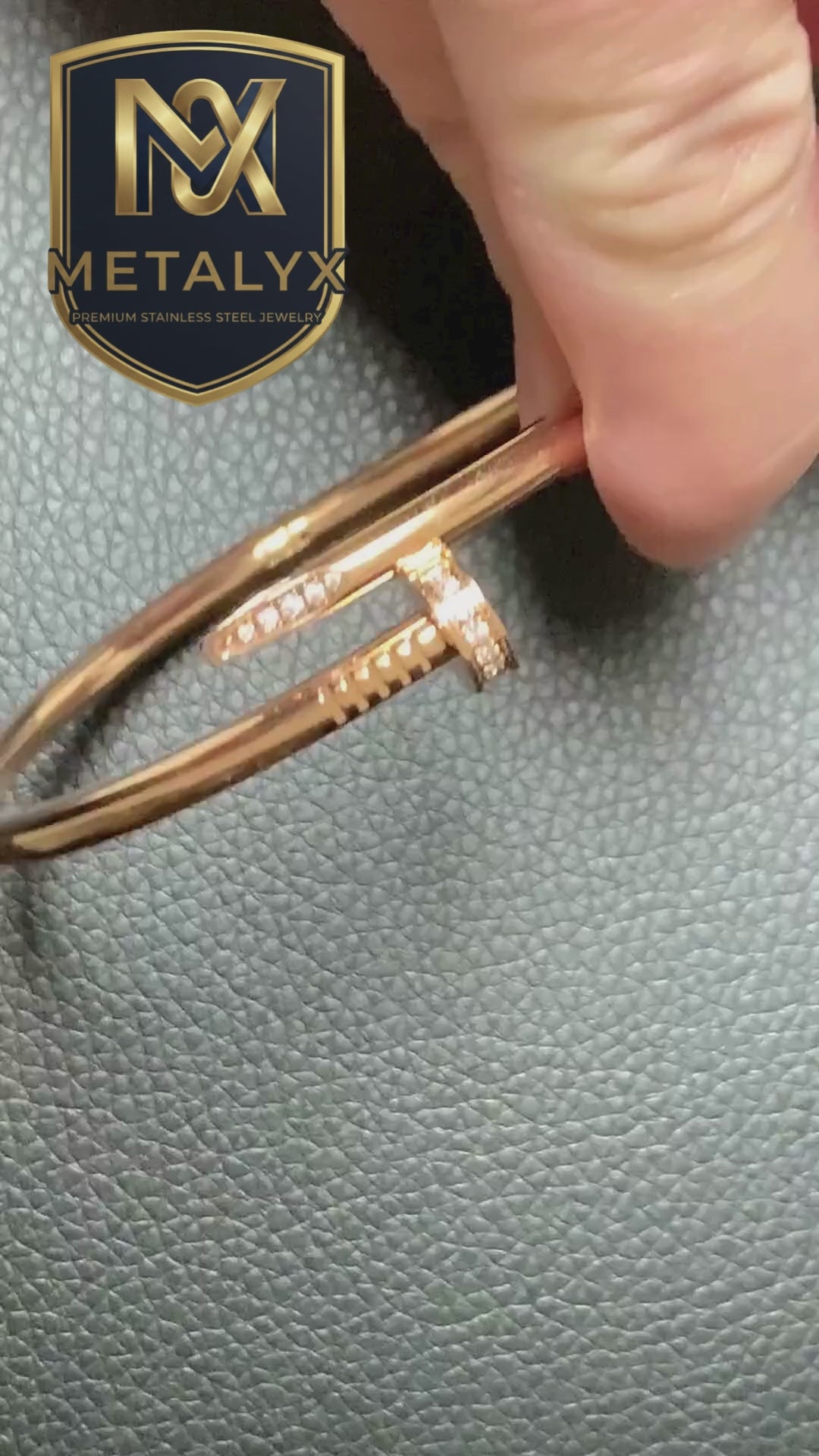 Nail Bangle with CZ Accents | Waterproof Gold Bangle