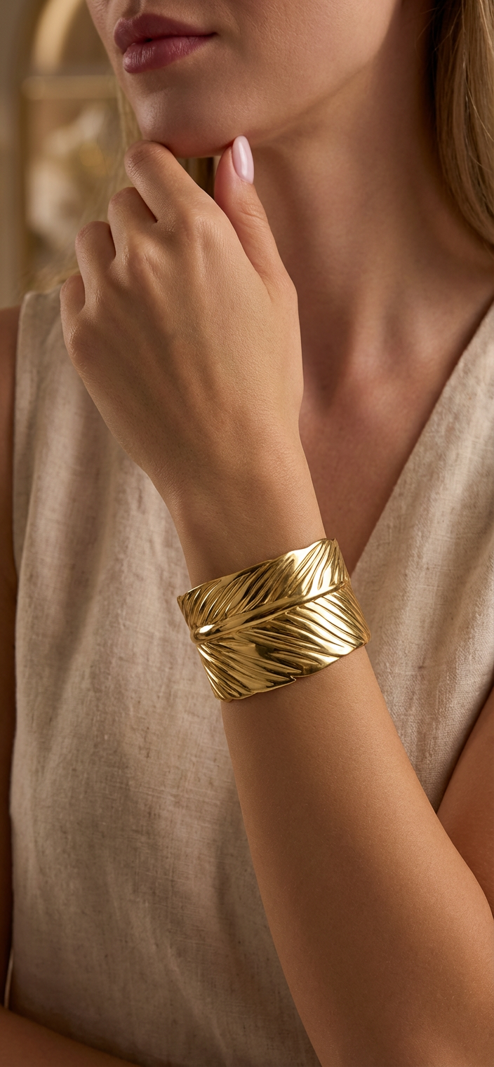 Valentine's Signature Stack - Quilted & Leaf Bangles