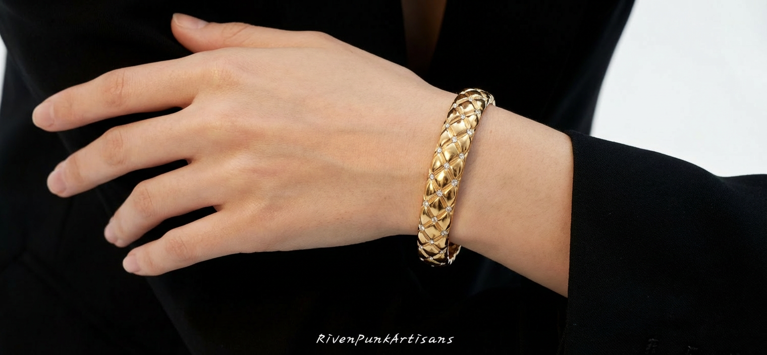 Valentine's Signature Stack - Quilted & Leaf Bangles