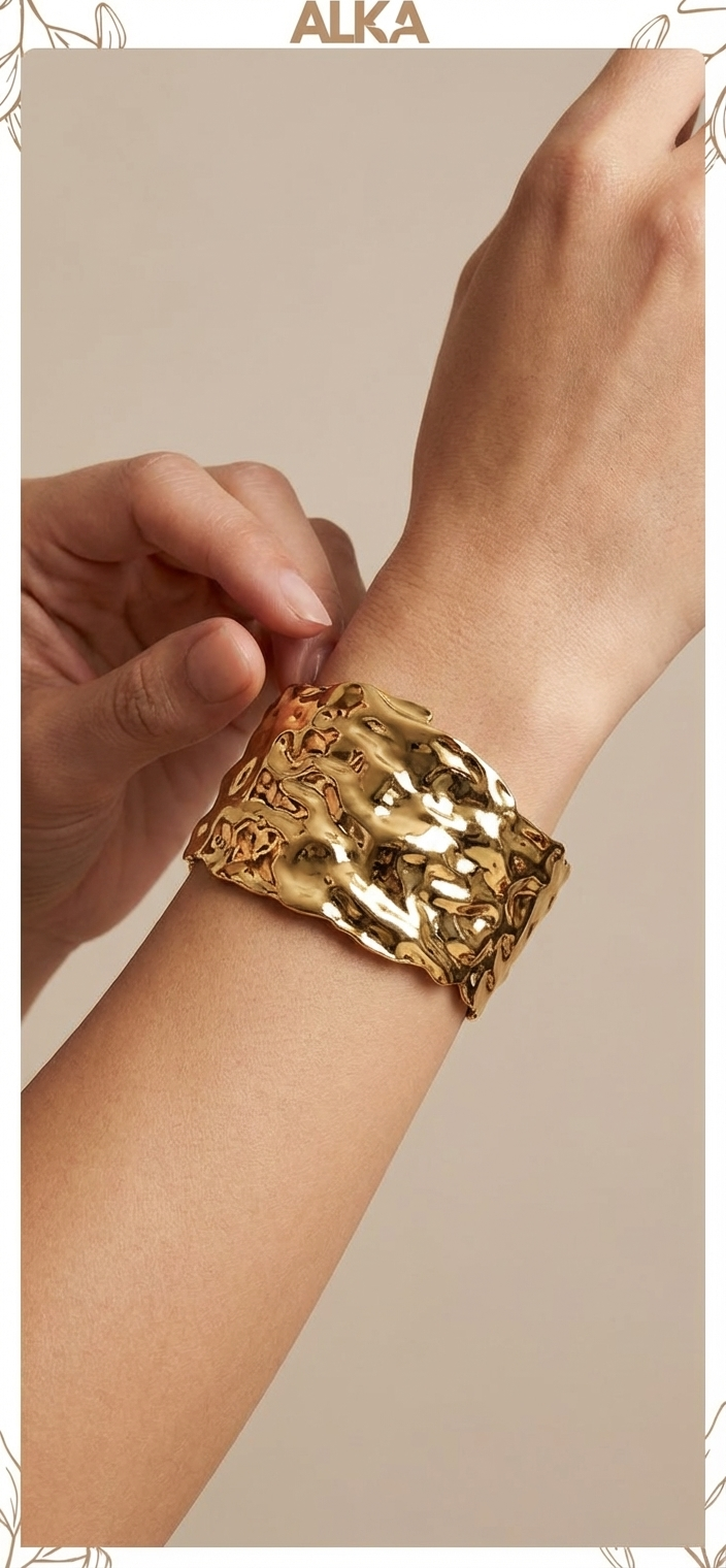 Textured Gold Stainless Steel Cuff
