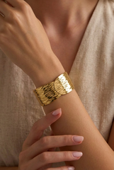 Hammered Gold Stainless Steel Cuff