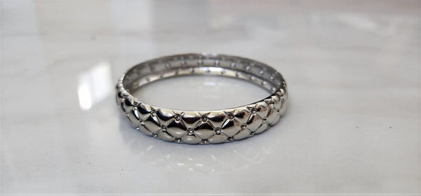 Quilted Silver Stainless Steel Bangle