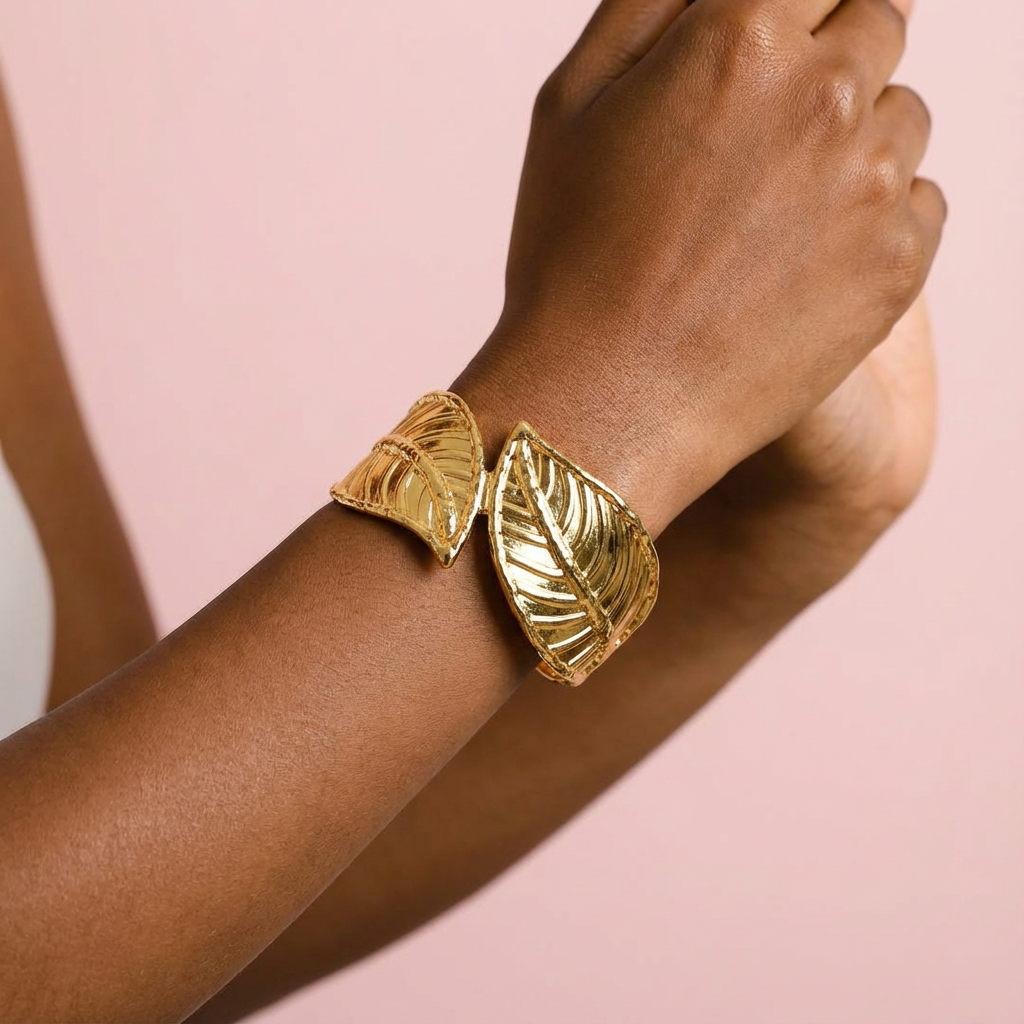 Golden Leaf Duo Stainless Steel Cuff