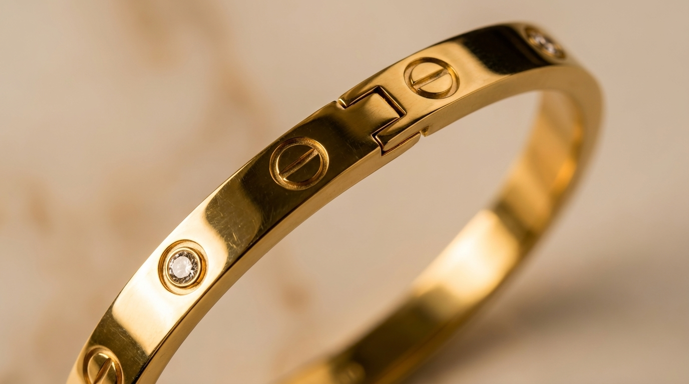 Stone-set gold bangle detail - hypoallergenic stainless steel with elegant stone accents