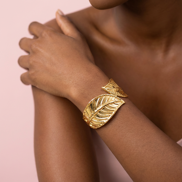 Golden Leaf Duo Stainless Steel Cuff